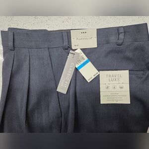Perry Ellis Travel Luxe Navy Classic Fit Pants, 36x32